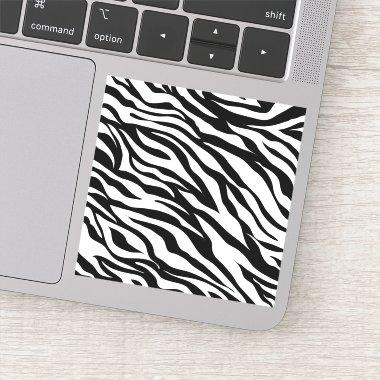 Chic black white zebra print safari birthday party sticker