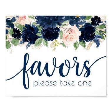 Chic Blooms | Navy and Blush Floral Favors Poster