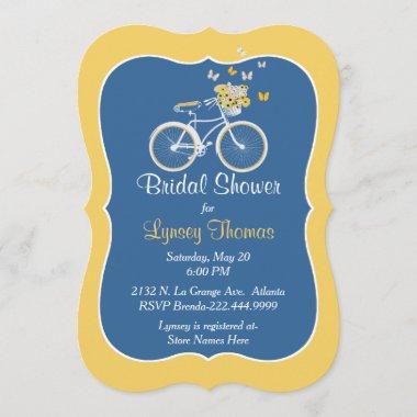 Chic Blue and Yellow Bridal Shower Invitations