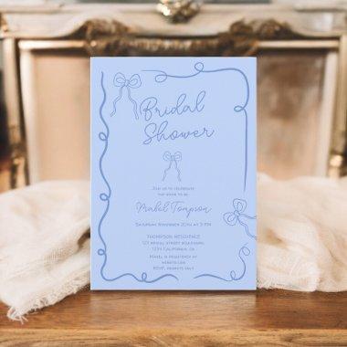 Chic blue bows ribbons illustrations