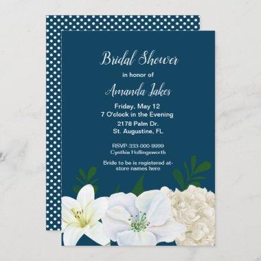 Chic Blue Bridal Shower Invitations