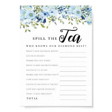 Chic Blue Floral Spill the Tea  Game Poster