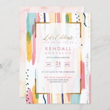 Chic Blue Painted Memphis Abstract Bridal Shower Invitations