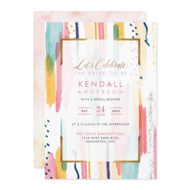 Chic Blue Painted Memphis Abstract Bridal Shower Invitations