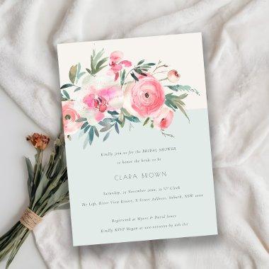 Chic Blue Pink Rose Orchid Floral