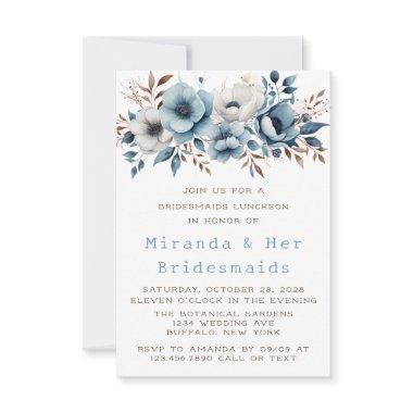 Chic Blue White Flower Bridesmaids Luncheon