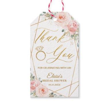 Chic Blush Floral Gold Geometric Bridal Shower Gift Tags