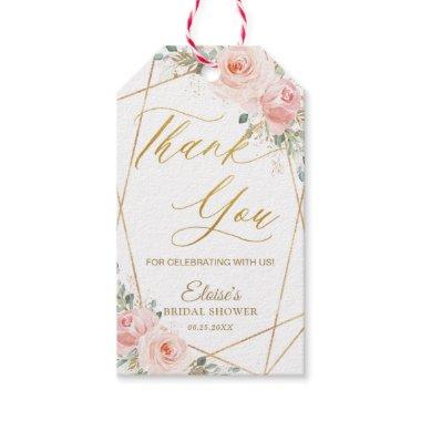 Chic Blush Floral Gold Geometric Favor Thank You Gift Tags