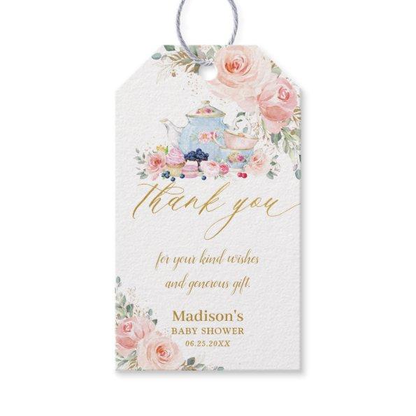 Chic Blush Floral High Tea Party Baby Shower  Gift Tags