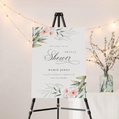 Chic Blush Greenery Floral Bridal Shower Welcome Foam Board