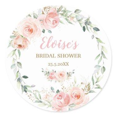 Chic Blush Pink Floral Baby Bridal Shower Birthday Classic Round Sticker