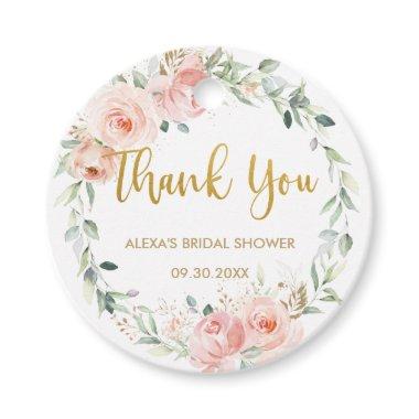 Chic Blush Pink Floral Baby Bridal Shower Birthday Favor Tags