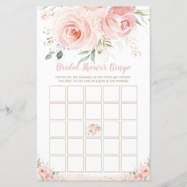 Chic Blush Pink Floral Bridal Shower Bingo Game