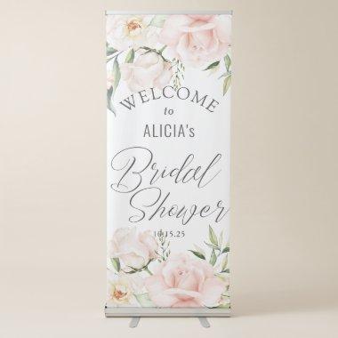 Chic blush pink floral bridal shower welcome sign