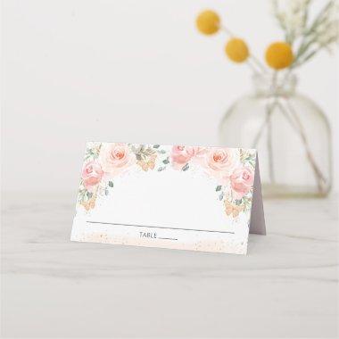 Chic Blush Pink Floral Butterflies Guest Name Plac Place Invitations