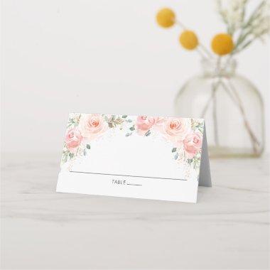 Chic Blush Pink Floral Gold Guest Name Place Invitations