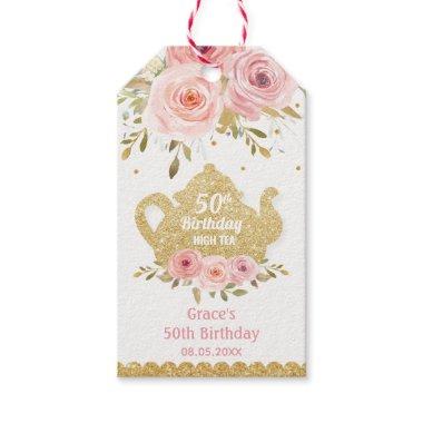 Chic Blush Pink Floral High Tea Party Birthday Gift Tags