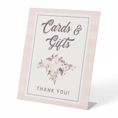 Chic Blush Pink Mauve & Peach Floral Invitations & Gifts Pedestal Sign