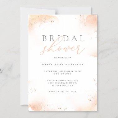 Chic Blush Pink Ombre Gold Dust Bridal Shower Magnetic Invitations
