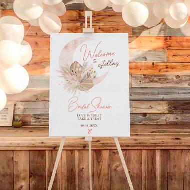 Chic boho rustic pampas floral moon bridal welcome foam board