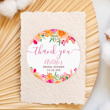Chic Bold fall floral watercolor  Classic Round Sticker