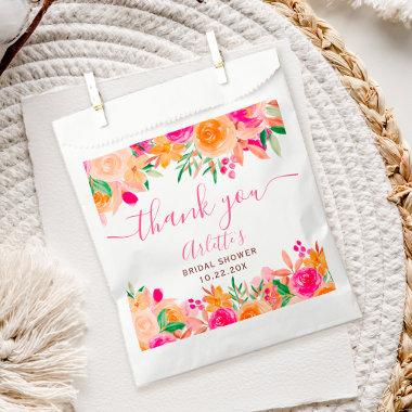 Chic Bold fall floral watercolor bridal shower Favor Bag