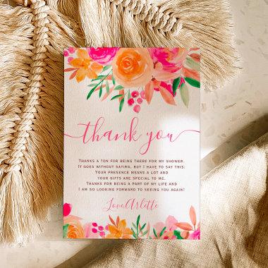 Chic Bold fall floral watercolor bridal shower Thank You Invitations