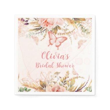 Chic Botanical Peony Butterfly  Napkins