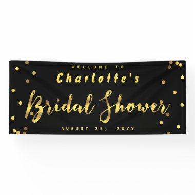 Chic Bridal Shower Faux Gold Confetti Black Banner