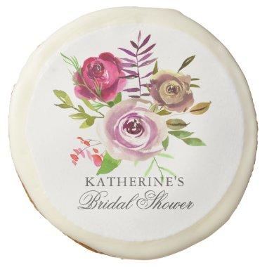 Chic  Fuchsia Pink Floral Custom Sugar Cookie