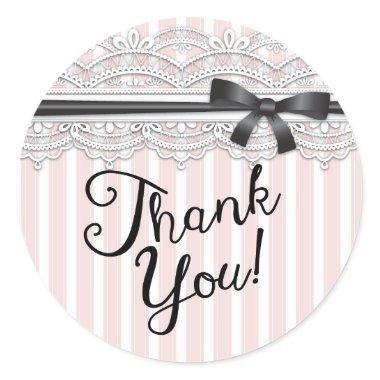 Chic Bridal Shower Lovely Lace Thank You Sticker