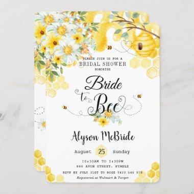 Chic Bride to Bee Yellow Floral Bridal Shower Invitations