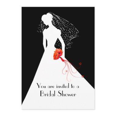 Chic Bride with Poppies Bridal Shower Invitations