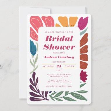 Chic Bright Multicolor Floral Bridal Shower Photo Invitations