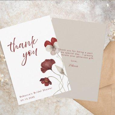 Chic Burgundy Botanical Floral  Thank You
