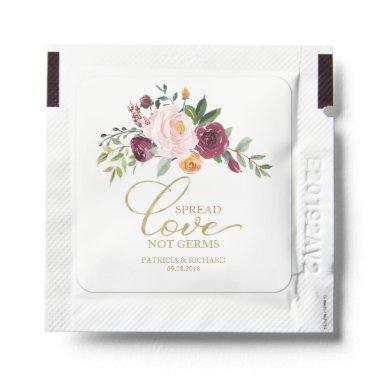 Chic Burgundy Floral Wedding Spread Love Not Germs Hand Sanitizer Packet