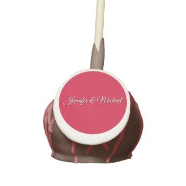 Chic Calligraphy Elegant Cherry Red Personalized Cake Pops