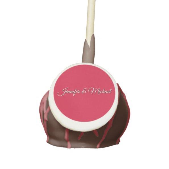 Chic Calligraphy Elegant Cherry Red Personalized Cake Pops