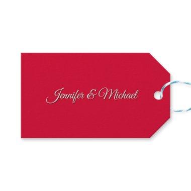 Chic Calligraphy Elegant Cherry Red Personalized Gift Tags