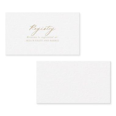 Chic Calligraphy Gold Wedding Gift Registry Enclosure