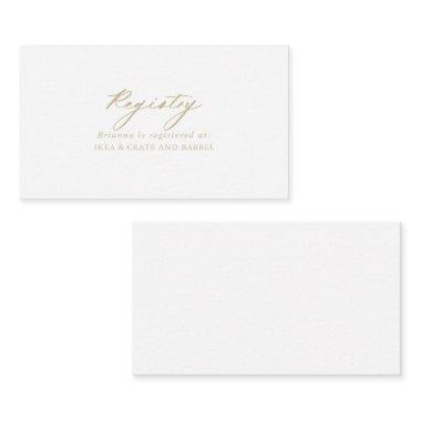 Chic Calligraphy Gold Wedding Gift Registry Enclosure Invitations