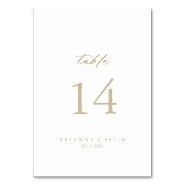 Chic Calligraphy Gold Wedding Table Number