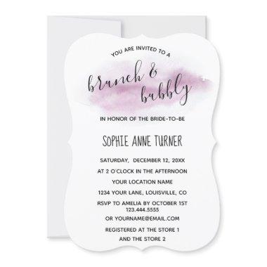 Chic Calligraphy Pink Watercolour Brunch & Bubbly