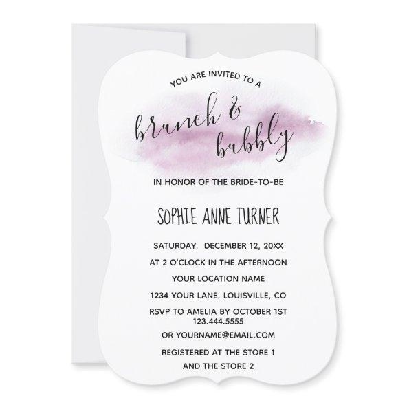 Chic Calligraphy Pink Watercolour Brunch & Bubbly