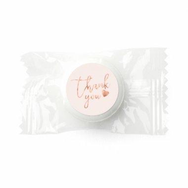 Chic Calligraphy Rose Gold Foil Blush Thank You Life Saver® Mints