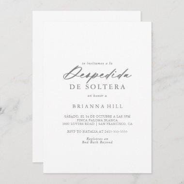 Chic Calligraphy Silver Spanish Bridal Shower Invitations