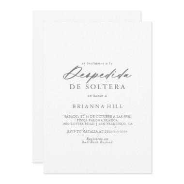 Chic Calligraphy Silver Spanish Bridal Shower Invitations