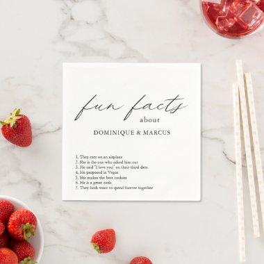 Chic Calligraphy Simple Elegant Fun Facts Wedding Napkins