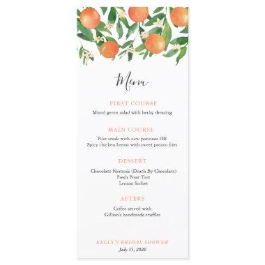 Chic Citrus Orange Charcoal Bridal Shower Cocktail Menu