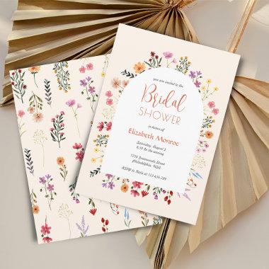 Chic Colorful Summer Wildflower Arch Bridal Shower Invitations